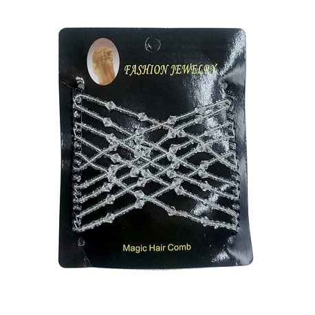 Magic Hair Comb with Glass Seed Beads 90x80 mm, Crystal - 1 pc