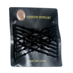 Magic Hair Comb with Glass Seed Beads 90x80 mm, Crystal - 1 pc