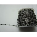 Catena Rosario Acciaio , Perline Nere 2,5x2 mm - 50 cm