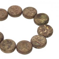 Coin 2-hole 14 mm Etched Jet Bronze - 4 pcs