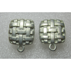 Perno in Zama Quadrato Intrecciato 15x19 mm Color Argento Opaco Sbiancato - 2 pz