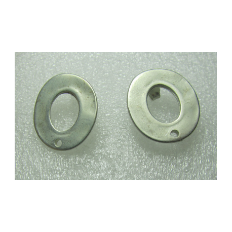 Perno in Zama Disco Forato Liscio 18x20 mm Color Argento Opaco Sbiancato - 2 pz