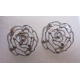Perno in Zama Rosa Grande Stilizzata Traforata 25 mm Color Argento - 2 pz