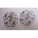 Perno in Zama Rosa Grande Stilizzata Traforata 25 mm Color Argento - 2 pz