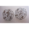 Perno in Zama Rosa Grande Stilizzata Traforata 25 mm Color Argento - 2 pz