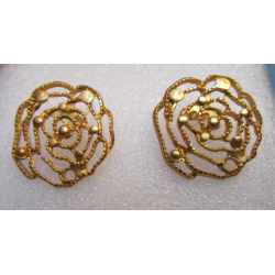 Zamak Openwork Big Rose Ear Stud 25 mm Gold Mat Color - 2 pcs