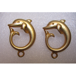 Zamak Dolphin Ear Stud 33x21 mm Gold Mat Color - 2 pcs