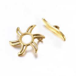 Sun Toggle Clasp 22,5 mm, Antique Gold Color Plated - 1 pc
