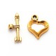 Chiusura T-Bar Cuore 13x16 mm, Color Oro - 1 pz