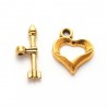 Chiusura T-Bar Cuore 13x16 mm, Color Oro - 1 pz