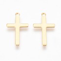 Pendente /Charm Croce Acciaio 23x12,5x0,7 mm Color Oro - 10 pz