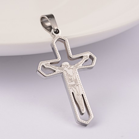 Pendente Crocifisso Acciaio 33x19,5x2 mm - 1 pz