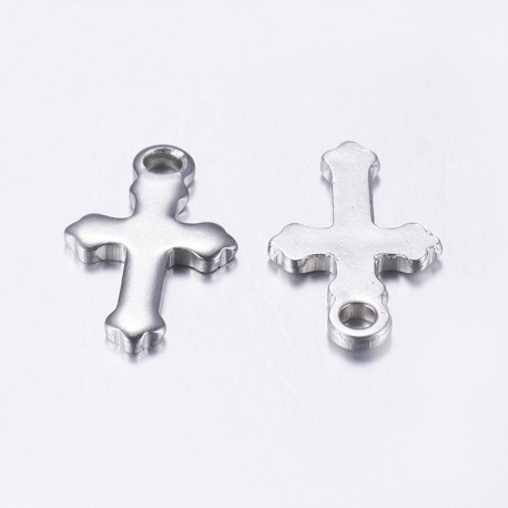 Pendente /Charm Croce Acciaio 12x7x1 mm - 10 pz