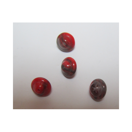 Perle forma Trottola/Bicono 10x8 mm Rosso Variegato - 4 pz