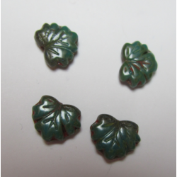 Leaf Bead 13x11 mm Dark Green/Terracotta Mottled - 5 pcs