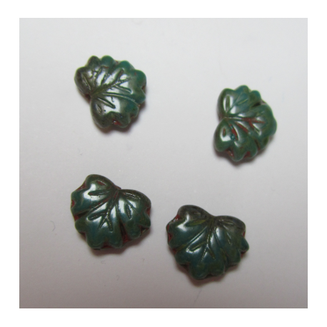 Perle forma Foglia 13x11 mm Verde Scuro/Terracotta Variegato - 5 pz