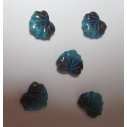 Perle forma Foglia 13x11 mm Azzurro/Marrone Variegato - 5 pz