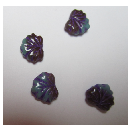 Perle forma Foglia 13x11 mm Viola/Azzurro Variegato - 5 pz