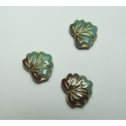 Leaf Bead 13x11 mm Green/Brown Mottled - 5 pcs