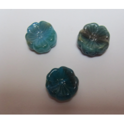 Perle forma Fiore 14 mm Verde/Blue/Beige Variegato - 5 pz