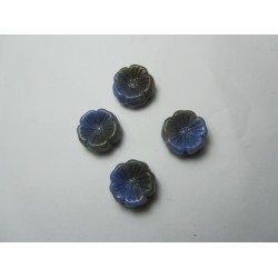 Flower Bead 14 mm Blue/Grey-Brown Mottled - 5 pcs