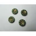 Bottone Fiore 14x5 mm Dark Geen/Gold - 5 pz