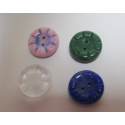Bottone Fiore 14x5 mm Colori Misti Variegati Rosa/Verde/Blue/Crystal - 5 pz