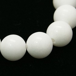 Giada Mashan Colorata Bianco Tonda Liscia 6 mm - 1 Filo da circa 38-40 cm