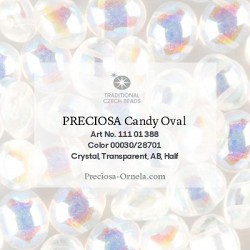Candy Oval Beads 6x4 mm Crystal AB - 20 pcs
