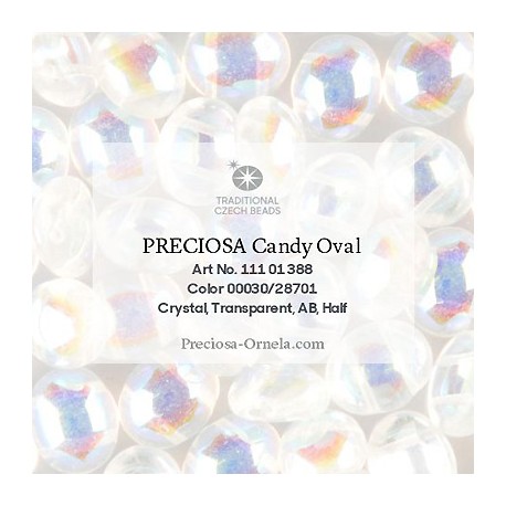 Candy Oval Beads 6x4 mm Crystal AB - 20 pz