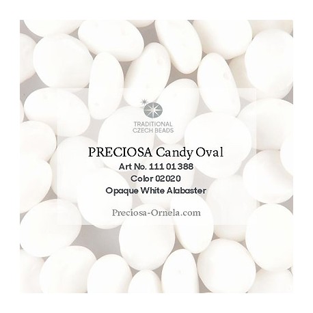 Candy Oval Beads 6x4 mm White Alabaster - 20 pz