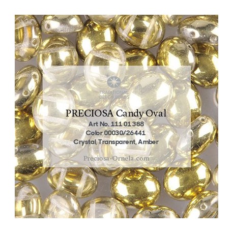 Candy Oval Beads 6x4 mm Crystal Amber - 20 pz