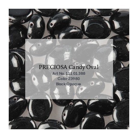 Candy Oval Beads 6x4 mm Opaque Jet - 20 pz