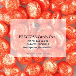 Candy Oval Beads 6x4 mm Opaque Red Granite Gold - 20 pcs