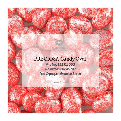 Candy Oval Beads 6x4 mm Opaque Red Granite Gold - 20 pz