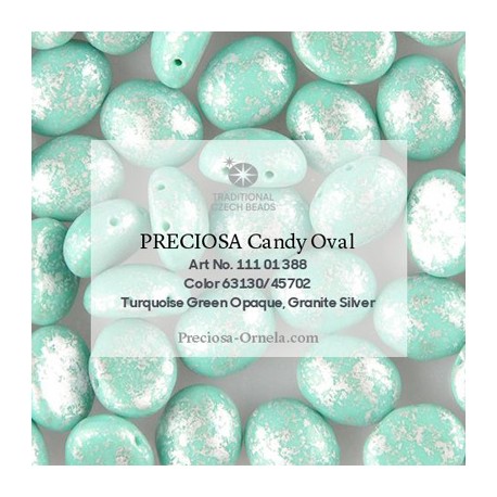 Candy Oval Beads 8x6 mm Opaque Turquoise Green Granite Gold- 20 pz