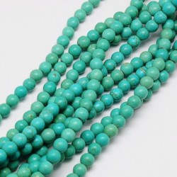 Synthetic Turquoise Round Beads 6 mm Dyed Light Sea Green - 1 Strand about 38-40 cm long