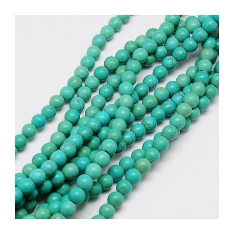 Turchese Sintetico Tondo Liscio 6 mm Colorato Verde Acqua Chiaro -1 Filo da circa 38-40 cm
