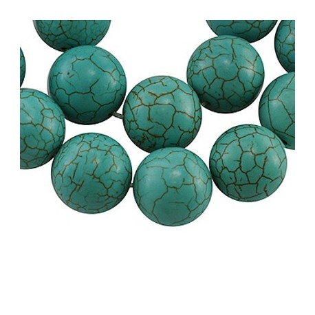 Turchese Sintetico Tondo Liscio 8 mm Dark Turquoise -1 Filo da circa 38-40 cm