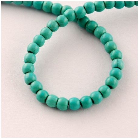 Turchese Sintetico Tondo Liscio 4 mm Dark Turquoise -1 Filo da circa 38-40 cm