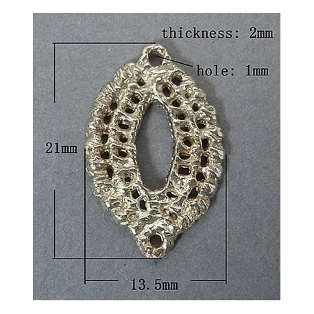 Link Connettore in Ottone Ovale 13,5x21 mm Color Platino Senza Nichel, Senza Piombo -1 pz