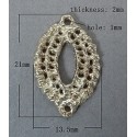 Connettore in Ottone Ovale 13,5x21 mm Color Platino Senza Nichel, Senza Piombo -1 pz