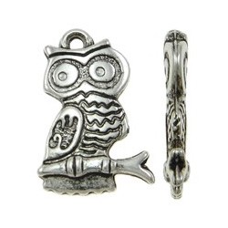 Charm Gufo 15x23 mm Color Argento Antico - 10 pz