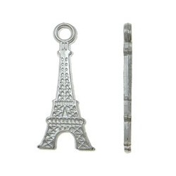 Charm Tour Eiffel 13x31 mm Color Platino - 10 pz