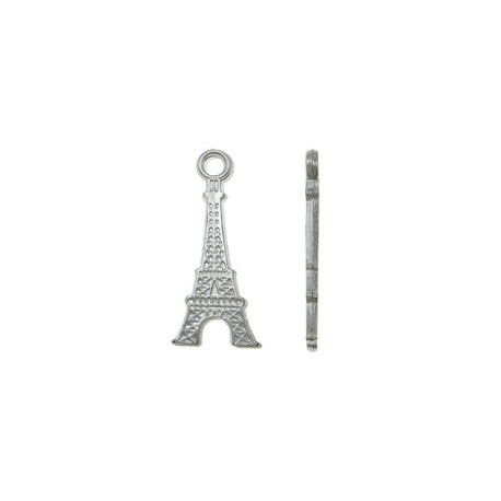 Charm Tour Eiffel 13x31 mm Color Platino - 10 pz