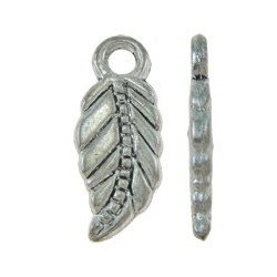 Charm Foglia 7x18 mm Color Argento Antico - 10 pz