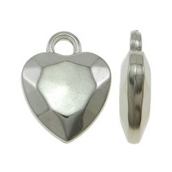 Charm Cuore Sfaccettato 15x20 mm Color Platino - 10 pz
