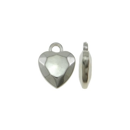 Charm Cuore Sfaccettato 15x20 mm Color Platino - 10 pz