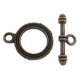 Chiusura T-Bar Tonda 18x22,5x2 mm, Color Rame Antico - 1 pz (2 parti)