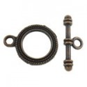 Chiusura T-Bar Tonda 18x22,5x2 mm, Color Rame Anticato - 2 pz 